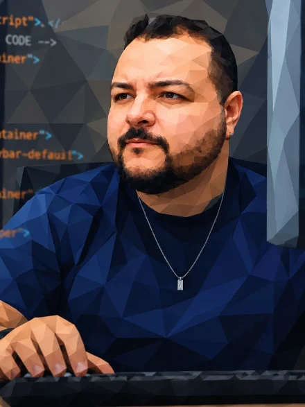 Ilustração de Deyvison H. Brandão programando no computador